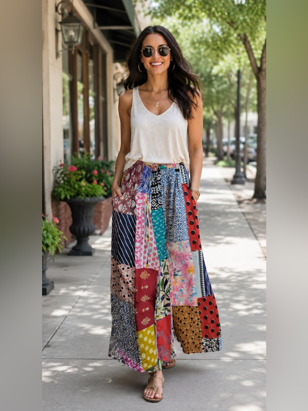H004 New Kathmandu Free w15-22 Boho Multi color Patchwork Pants